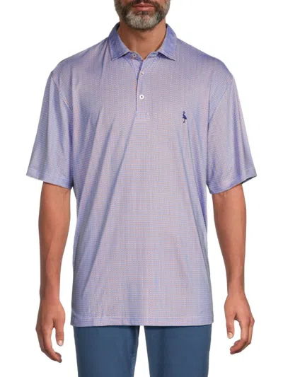 Tailorbyrd Men's Geometric Print Polo In Coral