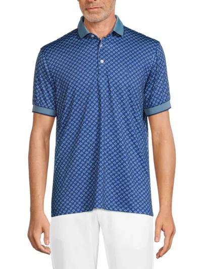Tailorbyrd Men's Graphic Performance Polo In Indigo