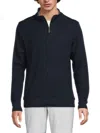 Tailorbyrd Sherpa Collar Quarter-zip Mock Pullover In Navy Heather