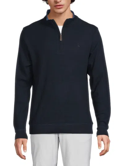 Tailorbyrd Sherpa Collar Quarter-zip Mock Pullover In Blue