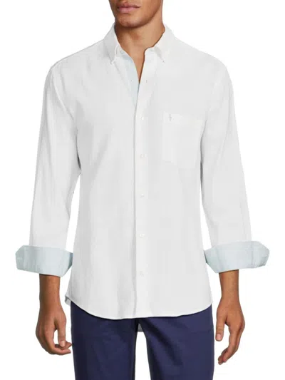 Tailorbyrd Men's Linen Blend Contrast Sport Shirt In Blue