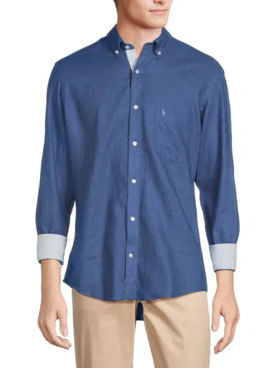 Tailorbyrd Men's Linen Blend Contrast Sport Shirt In Denim