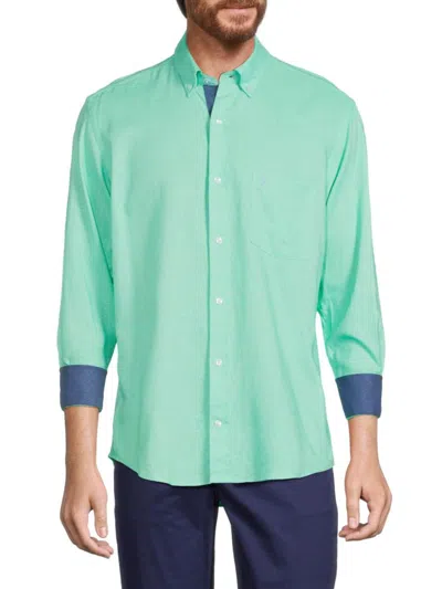Tailorbyrd Men's Linen Blend Contrast Sport Shirt In Fresh Mint