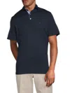 Tailorbyrd Melange Mesh Performance Polo Shirt In Navy