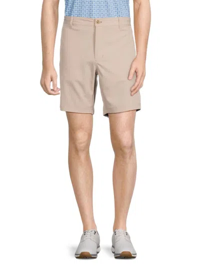 Tailorbyrd Men's Melanga Textured Flat Front Shorts In Khaki