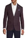 Tailorbyrd Men's Melange Glen Plaid Modern Sport Coat In Burgundy