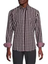 Tailorbyrd Men's Melange Plaid Shirt In Wine