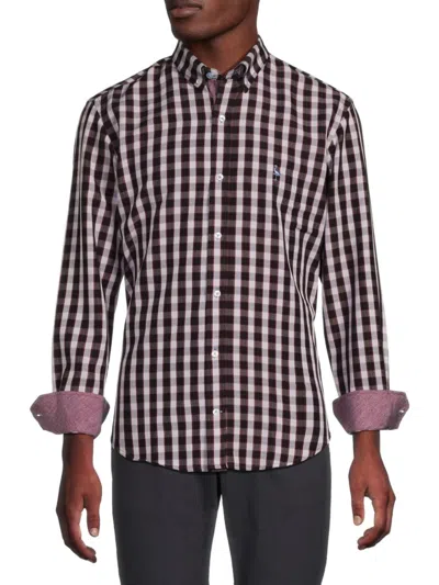 Tailorbyrd Men's Melange Plaid Shirt In Wine