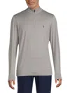 Tailorbyrd Melange Mesh Performance 1/4-zip Pullover In Light Grey