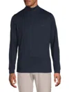 Tailorbyrd Perforated Performance Quarter Zip Golf Pullover In Navy