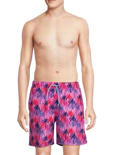 Tailorbyrd Men's Palm Tree Swim Shorts In Pink