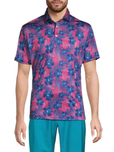 Tailorbyrd Men's Performance Floral Polo In Hot Pink
