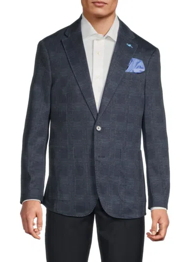 Tailorbyrd Men's Plaid Notch Lapel Sport Coat In Blue