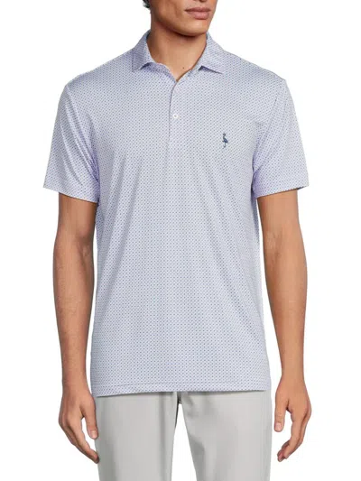 Tailorbyrd Men's Print Performace Polo In White