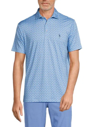 Tailorbyrd Men's Print Performance Polo In Blue