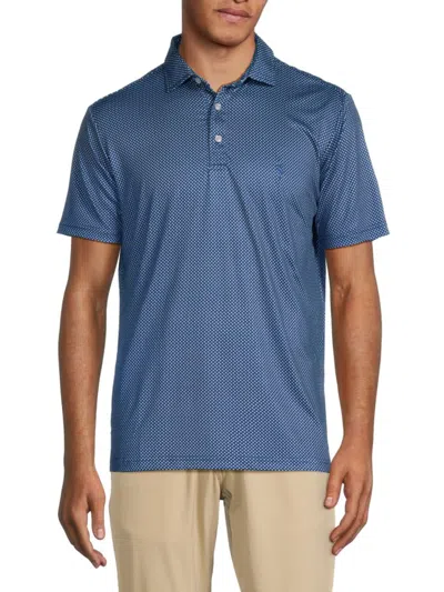 Tailorbyrd Men's Print Performance Polo In Midnight Blue