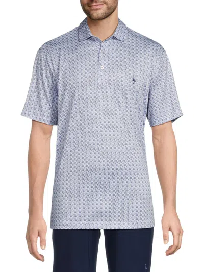 Tailorbyrd Men's Print Preference Polo In White Dove