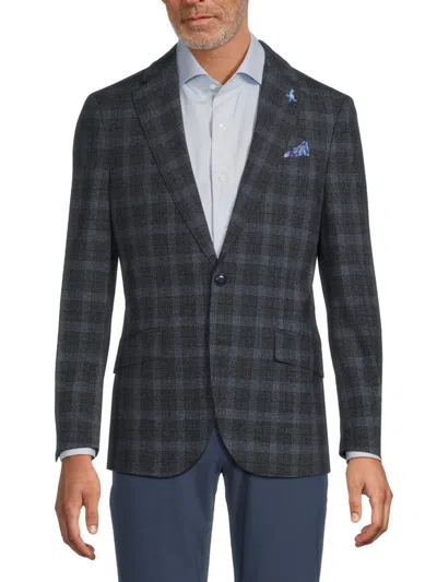 Tailorbyrd Men's Single-breasted Plaid Sport Coat In Gray