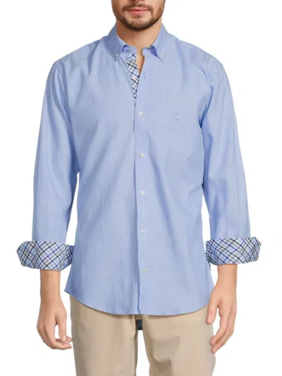 Tailorbyrd Men's Solid Button Down Collar Shirt In Blue