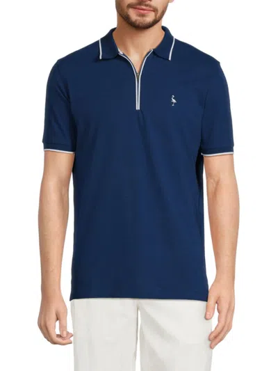 Tailorbyrd Men's Tipped Performance Zip Polo In Navy