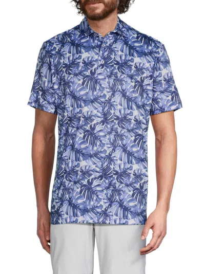 Tailorbyrd Men's Tropical Performance Polo Shirt In Navy
