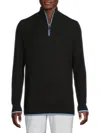 Tailorbyrd Men's Waffle Knit Zip Up Sweater In Black