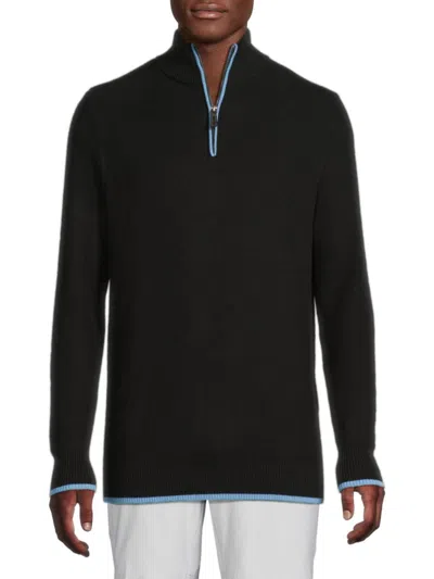 Tailorbyrd Men's Waffle Knit Zip Up Sweater In Black