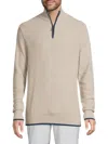 Tailorbyrd Men's Waffle Knit Zip Up Sweater In Oatmeal