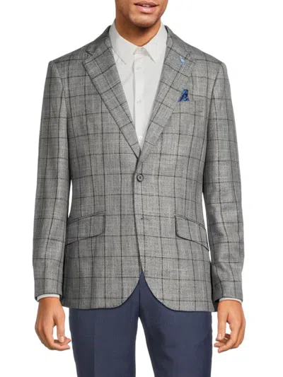 Tailorbyrd Men's Windowpane Check Blazer In Grey