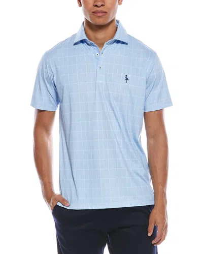 Tailorbyrd Micro Check Performance Polo Shirt In Blue