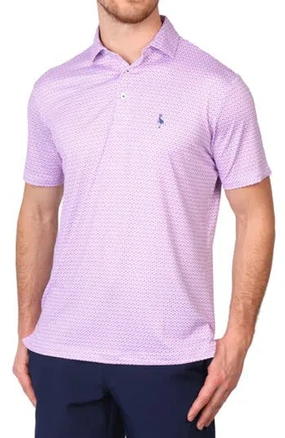 Tailorbyrd Micro Floral Print Performance Polo In Purple