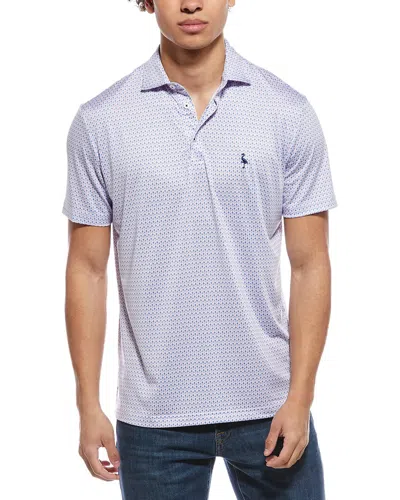 Tailorbyrd Micro Floral Printed Performance Polo Shirt In White