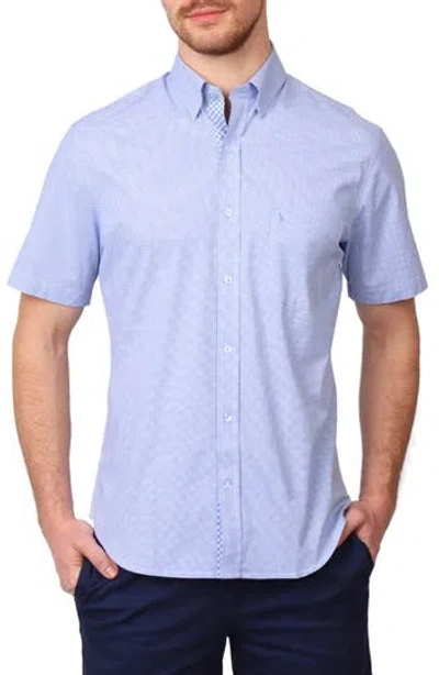 TAILORBYRD TAILORBYRD MICRO GINGHAM SHORT SLEEVE BUTTON-UP SHIRT
