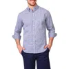 Tailorbyrd Micro Gingham Stretch Cotton Button-up Shirt In Navy