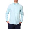 Tailorbyrd Micro Gingham Stretch Cotton Button-up Shirt In Seafoam