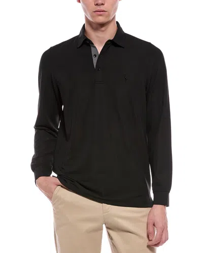 Tailorbyrd Micro Grid Performance Polo Shirt In Black