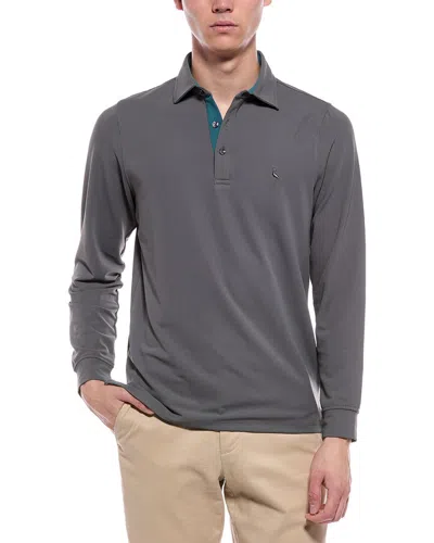 Tailorbyrd Micro Grid Performance Polo Shirt In Brown