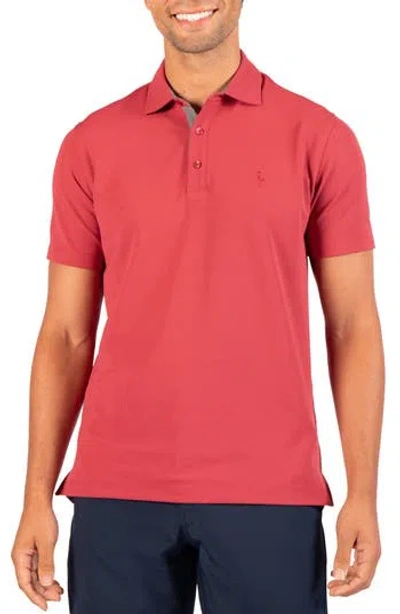 Tailorbyrd Micro Grid Performance Polo In Sunwashed Red