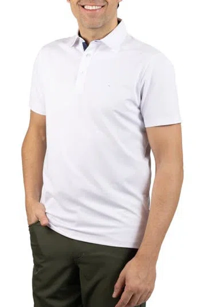 Tailorbyrd Micro Grid Performance Polo In White