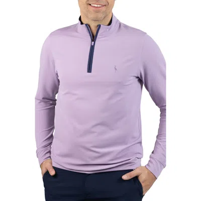 Tailorbyrd Micro Grid Quarter Zip Performance Pullover In Purple