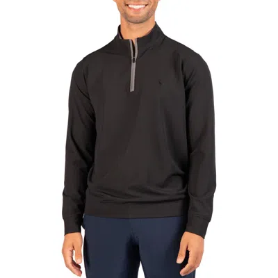 Tailorbyrd Micro Grid Quarter Zip Performance Pullover In Black