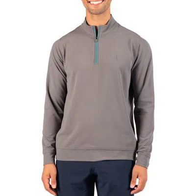 Tailorbyrd Micro Grid Quarter Zip Performance Pullover In Grey