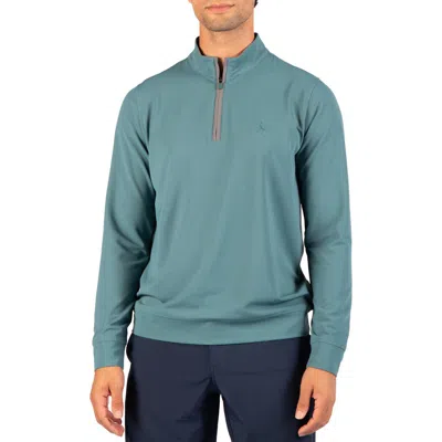 Tailorbyrd Micro Grid Quarter Zip Performance Pullover In Jade Mist