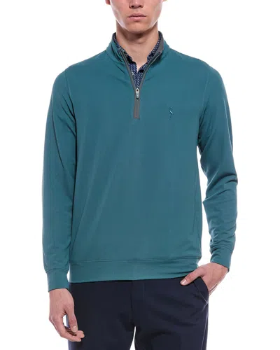 Tailorbyrd Micro Grid Textured Performance 1/4-zip Pullover In Blue