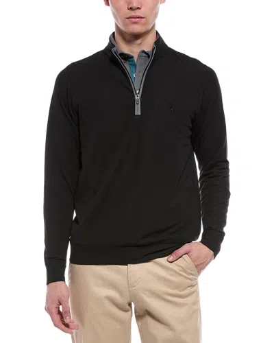 Tailorbyrd Micro Grid Textured Performance 1/4-zip Pullover In Black