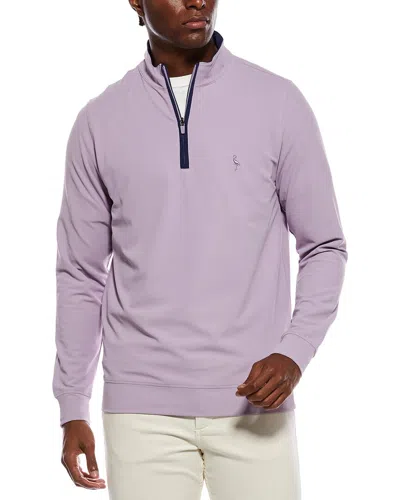 Tailorbyrd Micro Grid Textured Performance 1/4-zip Pullover In Blue