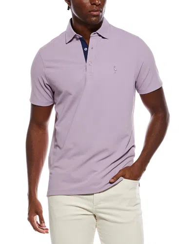 Tailorbyrd Micro Grid Textured Performance Polo Shirt In Purple