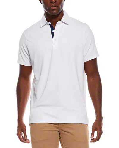 Tailorbyrd Micro Grid Textured Performance Polo Shirt In White