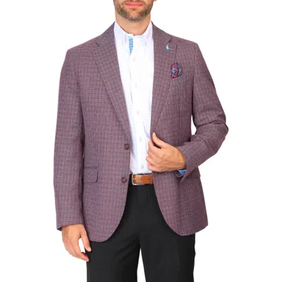 Tailorbyrd Micro Houndstooth Sport Coat In Merlot