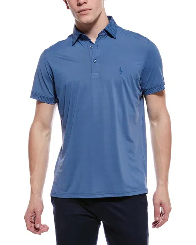 Tailorbyrd Micro Perforated Performance Polo Shirt In Blue